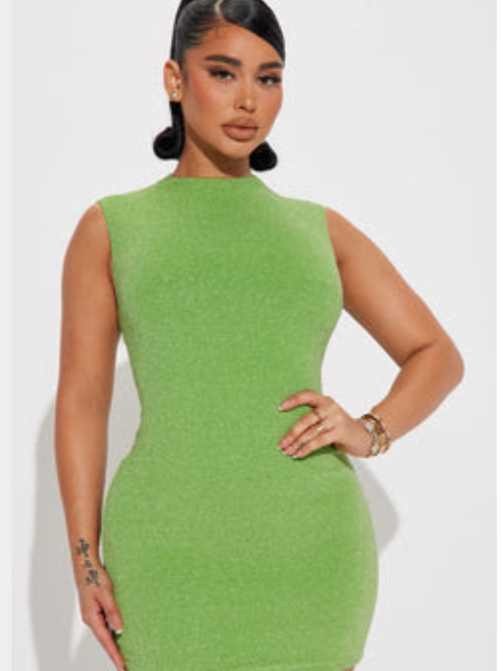 Fashion Nova Lime Green Bodycon Mini Dress